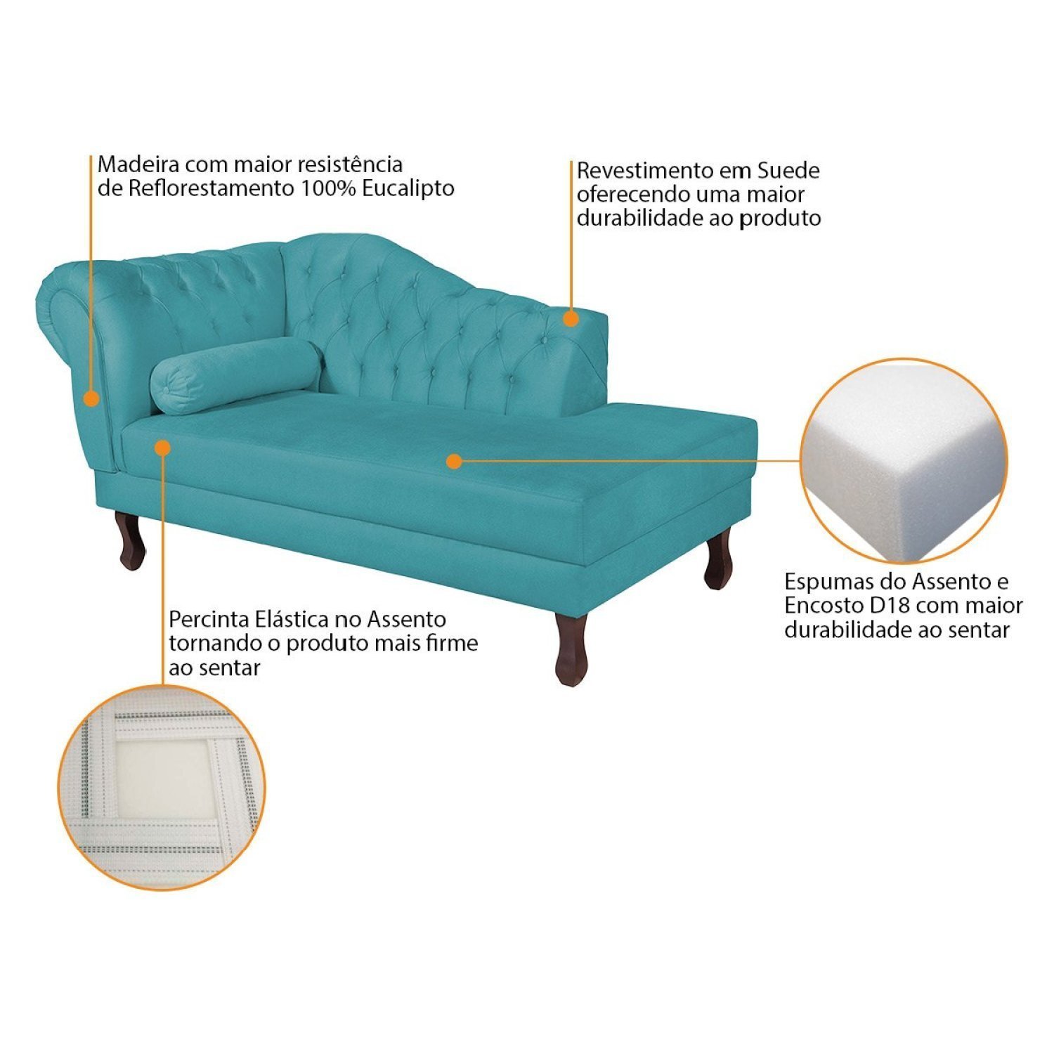 Diva Recamier Dora 130cm Lado Direito Suede - 6