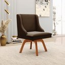 Ver imagem 2 de Kit 6 Cadeiras Decorativas Sala de Jantar Base Giratória de Madeira Firenze Suede Marrom/Natural G19