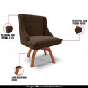 Ver imagem 4 de Kit 6 Cadeiras Decorativas Sala de Jantar Base Giratória de Madeira Firenze Suede Marrom/Natural G19