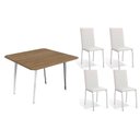 Ver imagem 1 de Conjunto: Mesa Sala Jantar Iguaçu C/ Tampo de Madeira 90cm + 4 Cadeiras Amsterdã Cromada/branco
