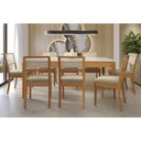 Ver imagem 1 de Conjunto Mesa Mira Premium Madeira Maciça C/ Tampo Madeirado C/ Vidro 200x100cm e 8 Cadeiras Lola