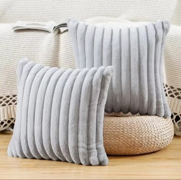 Kit 2 Capas P/ Almofada em Pelucia Wave Soft - 43x43 Cm Cinza