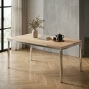 Ver imagem 1 de Mesa de Jantar Retangular Tampo Madeira Maciça 140CMX85CM Smart Marrom/Cromado