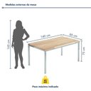 Ver imagem 3 de Mesa de Jantar Retangular Tampo Madeira Maciça 140CMX85CM Smart Marrom/Cromado