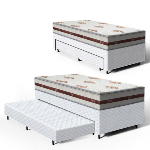 Cama Box com Colchão de Molas Ensacadas Anjos Classic + Auxiliar de Espuma Unique Solteiro 88cm