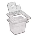 Ver imagem 2 de Conj 10 Cubas Gastronômicas em Policarbonato Gn 1/6x100 Mm 1,5 Litros + Tampa Flip Dobradiça e Abert