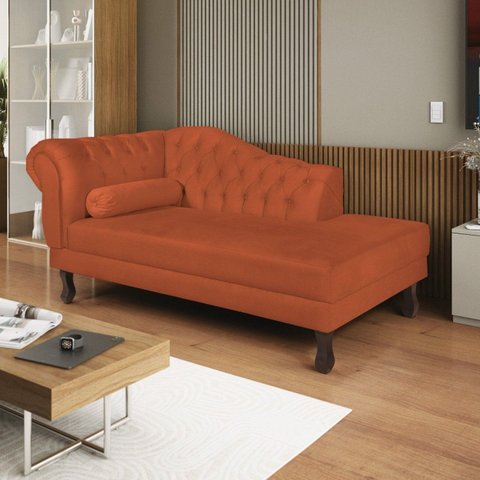 Diva Recamier Dora 130cm Lado Direito Laranja Terracota