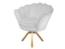 Ver imagem 1 de Poltrona Decorativa Pétala Base Giratória Madeira Couro Branco Ms Decor