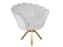 Ver imagem 2 de Poltrona Decorativa Pétala Base Giratória Madeira Couro Branco Ms Decor
