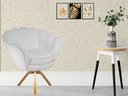 Ver imagem 4 de Poltrona Decorativa Pétala Base Giratória Madeira Couro Branco Ms Decor