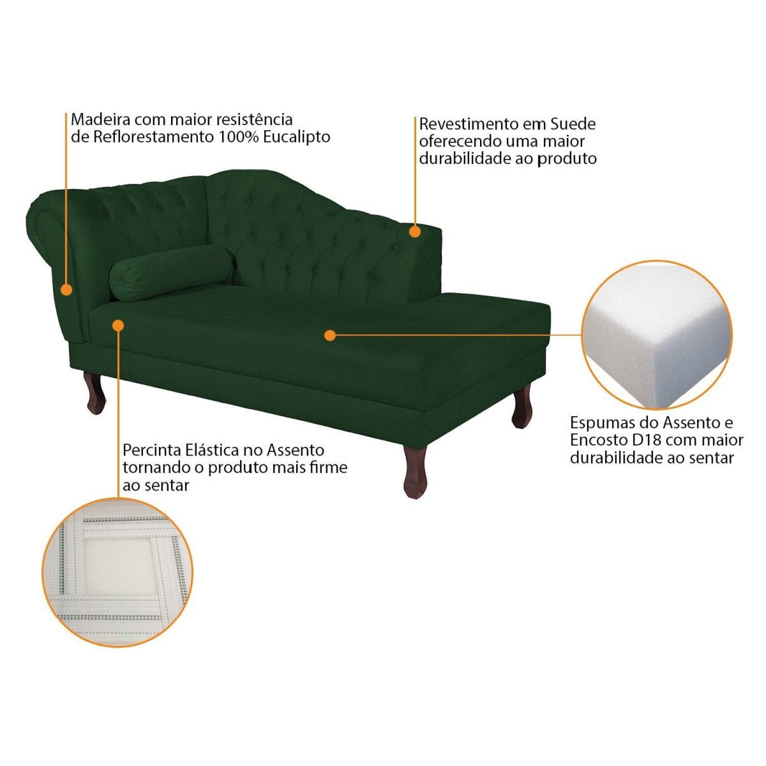 Diva Recamier Dora 130cm Lado Direito Suede - 6