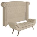 Ver imagem 1 de Cabeceira Cama Box Queen 160cm Provença e Recamier Veneto P02 Bouclé Bege - Mpozenato