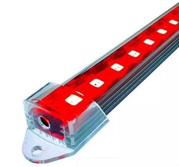 Barra Led 5054 com 100 Cm - 12v - Vermelha - 72 Leds - 20w - com Calha de Proteção Transparente