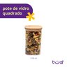 Pote de Vidro 1,1l com Tampa de Bambu Hermético Quadrado - Tüd - 3