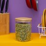 Pote de Vidro 1,1l com Tampa de Bambu Hermético Quadrado - Tüd - 5