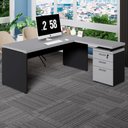 Ver imagem 1 de Mesa Escritório L 170cm X 70cm Gaveteiro 3 Gav. Pé Painel F5 Cor:cinza Sagrado com Preto