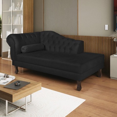 Diva Recamier Dora 140cm Lado Direito Preto