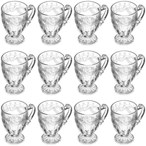 Jogo 12 Xícaras de Cristal 190ml Transparente Caneca Imperia