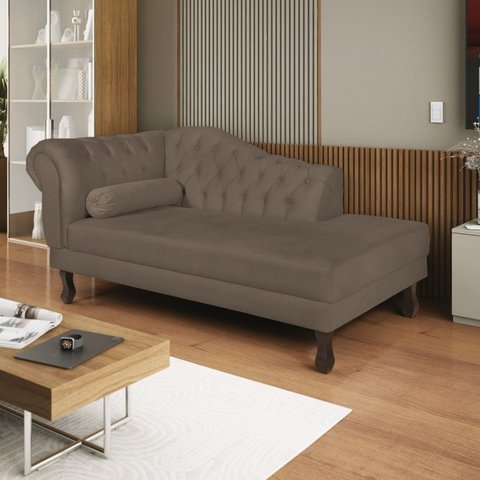Diva Recamier Dora 160cm Lado Direito Suede Marrom