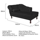 Ver imagem 3 de Diva Recamier Dora 160cm Lado Direito Suede Preto