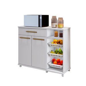 Fruteira Salinas 01 Gaveta 02 Portas e 03 Cestoss Removíveis Arte Móveis Branco