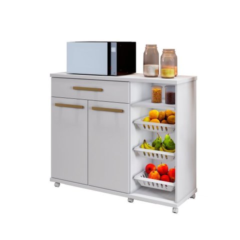 Fruteira Salinas 01 Gaveta 02 Portas e 03 Cestoss Removíveis Arte Móveis Branco