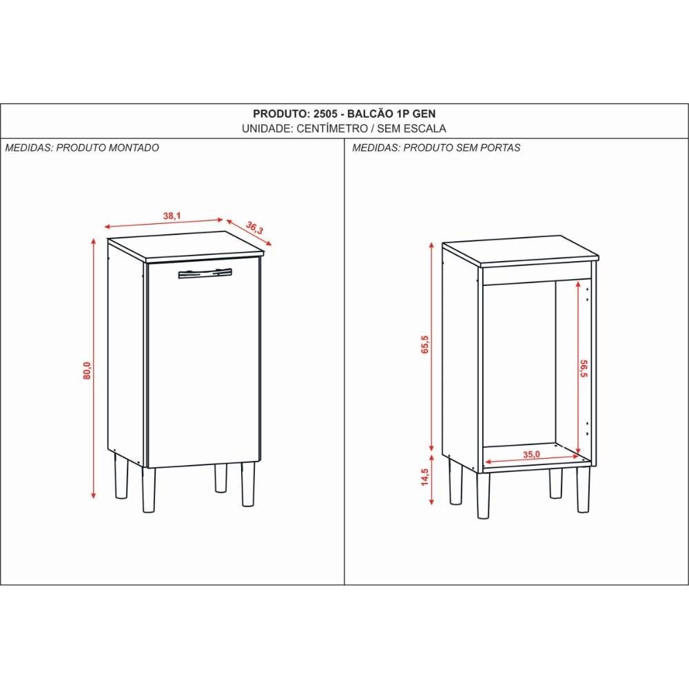 Armário Balcão Multiuso Cristal Suporte para Bebedouro 1 Porta Kits Paraná Freijo Supremo - 4