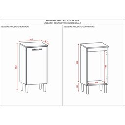 Armário Balcão Multiuso Cristal Suporte para Bebedouro 1 Porta Kits Paraná Freijo Supremo - 4