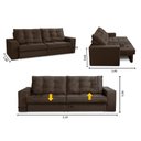 Ver imagem 3 de Sofá Retrátil e Reclinável 3 Lugares 2,10m com Molas Melissa Suede Marrom Rover & Beato