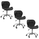 Ver imagem 1 de Conjunto 3 Cadeiras Office Eiffel Slim Giratória Ajustável Preta