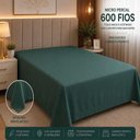 Ver imagem 2 de Lençol Avulso Quality Queen Micropercal 600 Fios Macio sem Elástico Verde Musgo