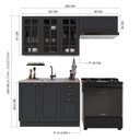 Ver imagem 3 de Cozinha Modulada 3 Peças Balcão sem Tampo Armário Aéreo com Vidro 100% MDF com Rodapé Bari