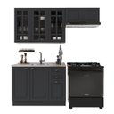 Ver imagem 2 de Cozinha Modulada 3 Peças Balcão sem Tampo Armário Aéreo com Vidro 100% MDF com Rodapé Bari