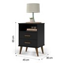 Ver imagem 3 de MESA DE CABECEIRA ITÁLIA PRETO 2 GAVETAS -MOVEIS HUMAGUI