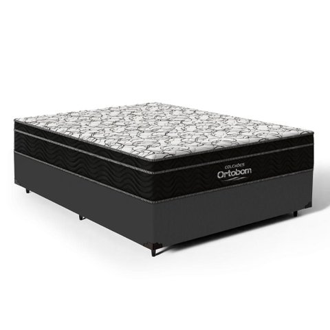 Cama Box + Colchão de Espuma D45 Ortobom Airtech Ortopillow 150 Casal 138 cm