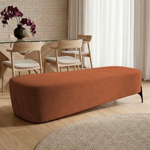 Puff Recamier Decorativo Orgânico Lavie 140cm Premium Bouclê Terracota - Desk Design
