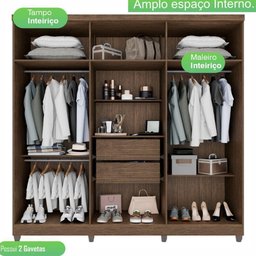 Guarda Roupa 6 Portas 2 Gavetas Portugal Frison Imop Móveis Cacau - 5