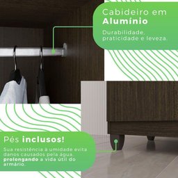 Guarda Roupa 6 Portas 2 Gavetas Portugal Frison Imop Móveis Cacau - 9