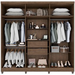 Guarda Roupa 6 Portas 2 Gavetas Portugal Frison Imop Móveis Cacau - 7