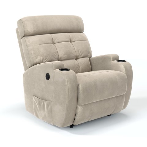 Poltrona do Papai Reclinável em Suede Cor Bege Massagem Reclinação Elétrica - Modelo Florença