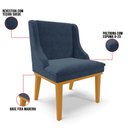 Ver imagem 3 de Kit 6 Cadeiras Estofadas para Sala de Jantar Base Fixa de Madeira Castanho Lia Suede Azul Marinho -