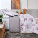 Ver imagem 2 de Kit Edredom Celi Super King Dupla Face Micropercal 200 Fios 3 Peças - Palha Florido
