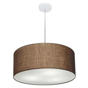 Lustre Pendente Cilíndrico Vivare Md-4100 Cúpula em Tecido 50x25cm - Café - Bivolt