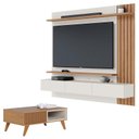 Ver imagem 1 de Painel para Tv Home Suspenso Juriti 1.8 Off White Matte Freijó com Mesa de Centro Jeri Freijó Off