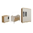 Ver imagem 3 de Quarto de Bebê com Berço Minicama Guarda-Roupa e Cômoda Janeladas 100% MDF Maya Provençal Yescasa Bege/Off White/Amêndoa