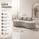 Ver imagem 3 de Sofá Tóquio Puff Orgânico Bouclé 200cm com 3 Almofadas Design Curvo Luxo para Sala e Recepção:Cinza