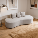 Ver imagem 1 de Sofá Tóquio Puff Orgânico Bouclé 200cm com 3 Almofadas Design Curvo Luxo para Sala e Recepção:Cinza