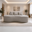 Ver imagem 7 de Sofá Tóquio Puff Orgânico Bouclé 200cm com 3 Almofadas Design Curvo Luxo para Sala e Recepção:Cinza