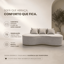 Ver imagem 2 de Sofá Tóquio Puff Orgânico Bouclé 200cm com 3 Almofadas Design Curvo Luxo para Sala e Recepção:Cinza