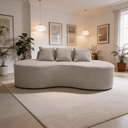 Ver imagem 5 de Sofá Tóquio Puff Orgânico Bouclé 200cm com 3 Almofadas Design Curvo Luxo para Sala e Recepção:Cinza